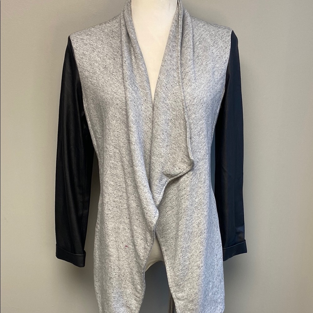 Peyton Jensen Gray & Black Draped Cardigan Sweater – Size XS